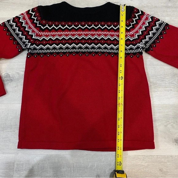 Eddie Bauer Vintage S Boat Neck Fairisle Red/Black Sweater 100% Baumwolle - Picture 10 of 14